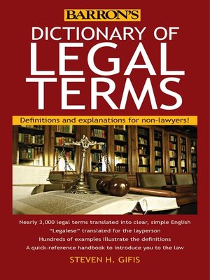 cover image of Dictionary of Legal Terms